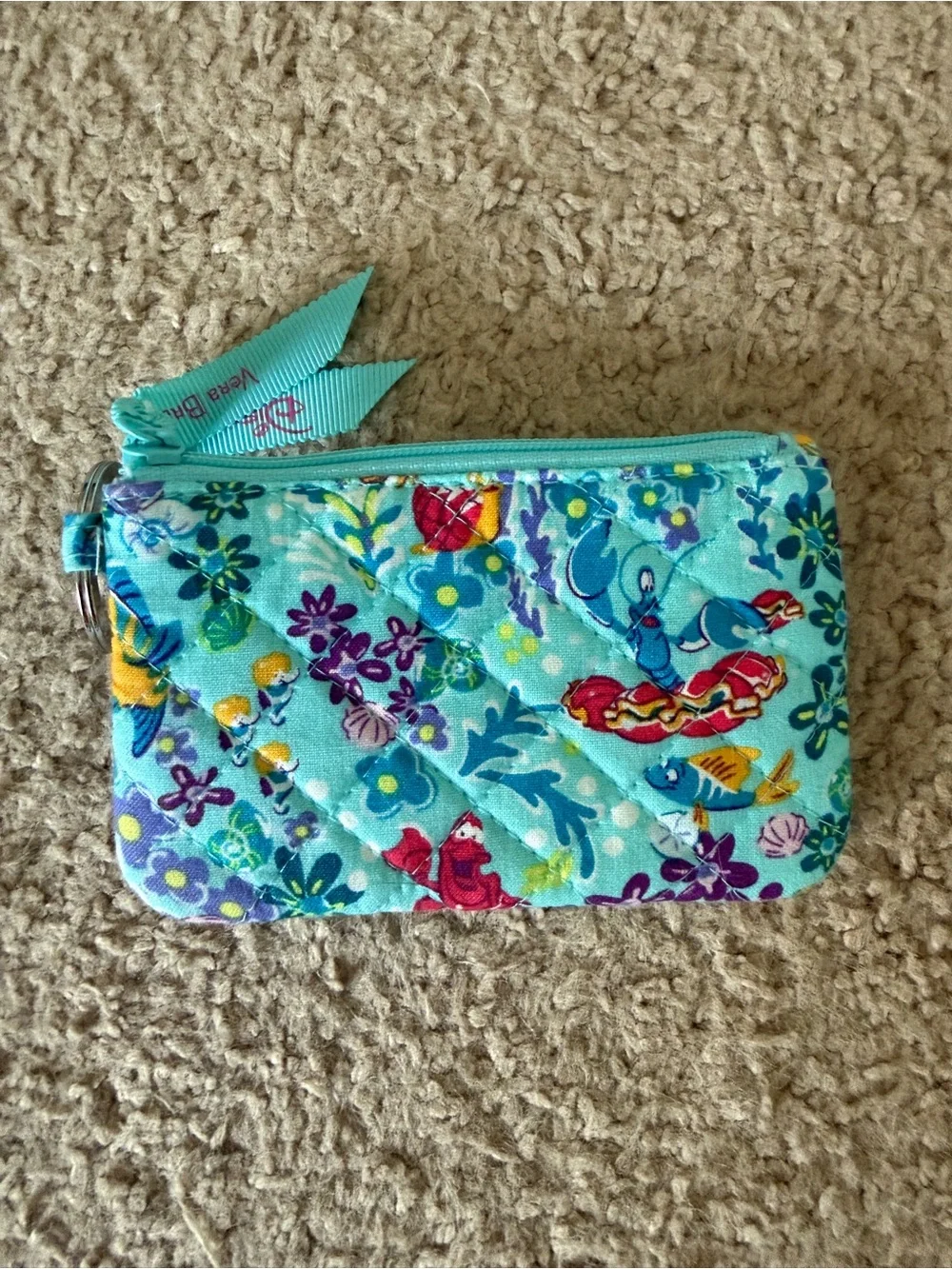 Vera Bradley Teal Disney Little Mermaid Card Holder with Keyring